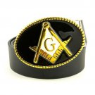 Men\'s Jeans Leather Belt Free Mason Masonic Oval Belt Buckles Metal For Men Cool Pants Pedreiro Liv