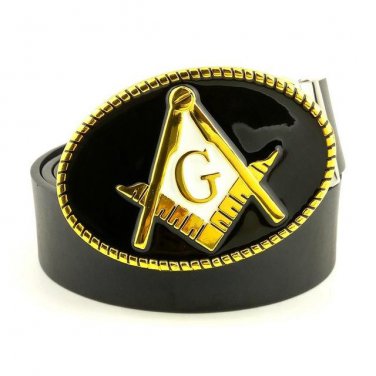 Men\'s Jeans Leather Belt Free Mason Masonic Oval Belt Buckles Metal For Men Cool Pants Pedreiro Liv