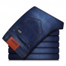 2016  Famous Brand  Factory Leather Zipper Men Jeans 2016 Deep Blue Slim Straight Jeans Men Pants Ma