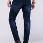 2016 Famous Brand Factory Leather Zipper Men Jeans 2016 Deep Blue Slim Straight Jeans Men Pants Ma