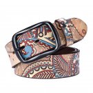 Designer Luxury Female Waist Strap Brand Real Genuine Leather Graffiti Punk Women Men Flower Belts f