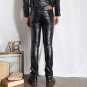 Male Black Faux Leather Pants Motorcycle Biker Ridding PU Trousers For Men Fashion Slim Fit Pencil P
