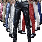 2017 Mens Faux Leather Pants PU Material Black Slim Skinny Fitness Motorcycle Leather Nigthclub Trou