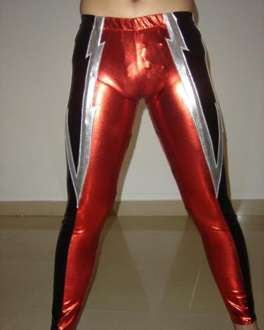 Pro Custom Red Latex Rubber Lightning Youth Wrestling singlet Pants For Men H053