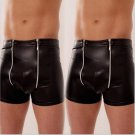 Underwear Man Black Sheath Vinyl Pants Sleepwear Lingerie 2015 Sexy Black Zipper Leather Men Pant