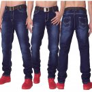 Men Jeans Business Casual Straight Slim Fit Blue Jeans Stretch Denim Long Pants Trousers Classic Cow