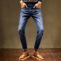 2017 Autumn Simple Style Men\'s Casual Jeans Solid Slim Fashion Washed Pencil Pants Comfortable Fam