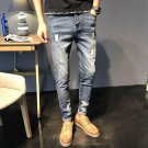 Envmenst 2017 New Arrival Men Washed Stretch Zipper Denim Trousers Retro Mid Waist Hole Pencil Jeans