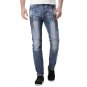 2017 Men\'s Motorcycle Biker Runway Stretchy Jeans Washed Snow Grey Denim Fashion  Slim New Hip Hop 