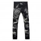 2017 new fashion straight leg jeans long men male printed denim pants cool cotton designer good qual