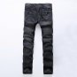 New 2017 Punk Street Men Pleated Jeans Slim Fit Hip Hop Denim Trousers High Quality Motorcycle Pants