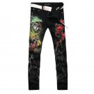 2017 new fashion straight leg jeans long men male printed denim pants cool cotton designer good qual