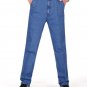 Free shiping Spring autumn male high waist loose elastic jeans casual jeans pants male straight deni