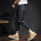 Fashion Jeans For Man 2017 Spring Fashion Denim Pants Black Zipper Holes Jeans Slim Pockets Ankle Le