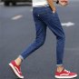 2017 Men Elastic Slim-fit Jeans Men\'s Jeans Mid-rise Waist Pencil Pants Casual Trousers Zippers Clo