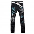 2017 new fashion straight leg jeans long men male printed denim pants cool cotton designer good qual