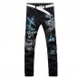 2017 new fashion straight leg jeans long men male printed denim pants cool cotton designer good qual