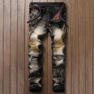 European American Style fashion brand mens jeans luxury men denim trousers Slim Straight Patchwork v