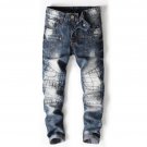 new European American Style patchwork men fashion jeans broken mens zipper jeans straight Slim men b