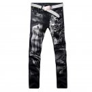2017 new fashion straight leg jeans long men male printed denim pants cool cotton designer good qual