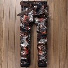 European Nightclub style Men\'s jeans pants Straight luxury brand zipper Patchwork trousers zipper s