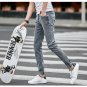 Uwback 2017 New Arrival Autumn Men Jeans Pants Stretch Gray Washed Casual Pants Plus Size Slim Denim