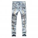 Men Biker Jeans Design Fashion Jeans For Men Hip Hop Strech Pleated Skinny Jeans E2042