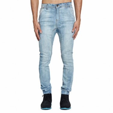 2018 Men\'s Drop Crotch Jogger Jeans Fashion Slim Stretch Denim High Street Harem Jeans