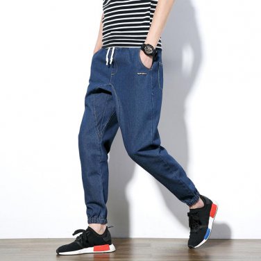 2017 Mens Harem Pants Hip-Hop Jeans Ankle-Length Pants Men\'s Casual Blue Trousers for man Joggers s