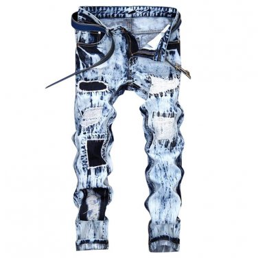 Biker Jeans Men Straight Denim Jeans Casual Men Long Pants Masculina Male Denim Trousers Breathable 