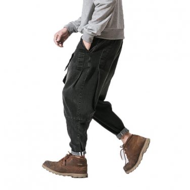 2018 Chinese Style Harem Pants Men M-5XL Men Drop Denim Pants Mens Joggers Men Pantalones Hombre ret
