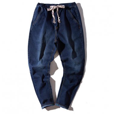 New 2017 Men Trend Denim Hip-Hop Jeans Casual Ankle-Length Straight Pants Men\'s Pants Male Blue Cot