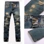2017 new fashion hot hole blue summer cool Men\'s Slim Skinny Runway Straight Elastic Denim Pants De