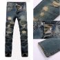 2017 new fashion hot hole blue summer cool Men\'s Slim Skinny Runway Straight Elastic Denim Pants De