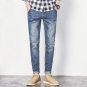 New 2017 Men Denim Jeans Ankle-Length Pants Character Ripped Holes Casual Men\'s Jeans Pants Male Bl
