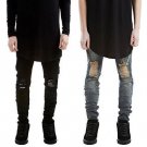 Men Casual Soft Hole Pant Clothing Slim Ripped Jean Skinny Biker Pants Men\'s Straight Denim Jeans T