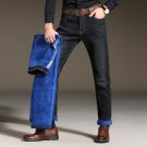 2017new arrival high quality brand blue warm jeans men, Mens winter thicken Stretch Denim zipper pan