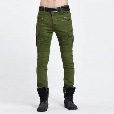 Uwback 2017 Military Jeans Men Slim Fit Stretch Army Green Denim Jeans Fashion Biker Jeans Homme CAA