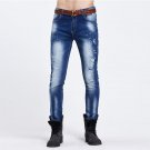 Night Club Biker Jeans Men Denim Blue Ripped Jeans Trousers Cotton Mens Brand Skinny Jeans Pants Str