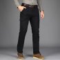 Mens Autumn Stretch Thicken Jeans with Warm Comfortable and breathable Skinny Jean Pants Trousers Si