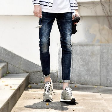 28-38 Simple Design Dark Blue Model Jeans Men Waterwash Denim Overalls Men Brand Clothing Mens Jeans