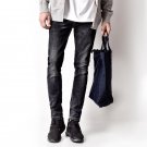 Model Black Jeans Men Distressed Denim Overalls Men Mid Stripe Regular Fit Designer Brand Mens Jeans