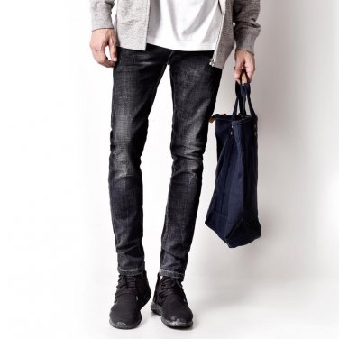 Model Black Jeans Men Distressed Denim Overalls Men Mid Stripe Regular Fit Designer Brand Mens Jeans
