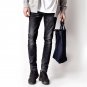 Model Black Jeans Men Distressed Denim Overalls Men Mid Stripe Regular Fit Designer Brand Mens Jeans