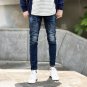 Distressed Model Scratch Jeans Uomo Pockets Designer Stretch Jeans Men Pants Brand Mens Blue Jeans M