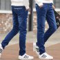 Summer thin foot trousers Men Elastic Casual Straight Jeans Mid Cowboy Pants Skinny Blue Men Stretch
