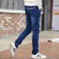 Summer thin foot trousers Men Elastic Casual Straight Jeans Mid Cowboy Pants Skinny Blue Men Stretch