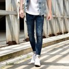 High Grade England Style Denim Overalls Blue Stretch Jeans Men Slim Fit Mid Stripe Brand Mens Model 