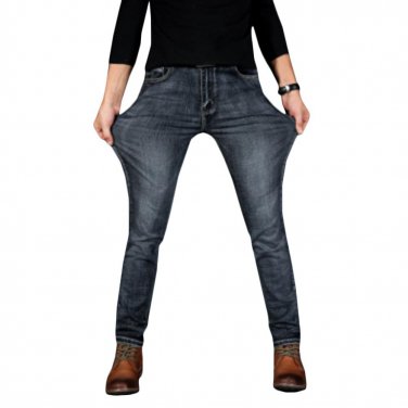 New Brand Men Designer Stretch Casual Straight Leg Denim Jeans Male Regular Fit Cotton Business Trou