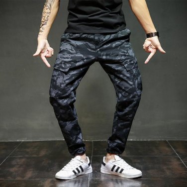 Designer Grey Print Jeans Ankle Length Casual Pants High Quality Brand Clothing Men`s Jogger Jeans H